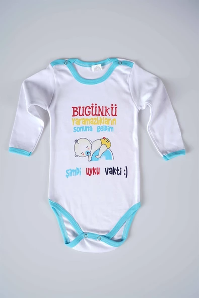 YENİ SEZON BUGÜNKÜ YARAMAZLIKLARIN SONUNA GELDİM YAZILI BEBEK ÇOCUK UZUN KOL PAMUK BADY ZIBIN - 12