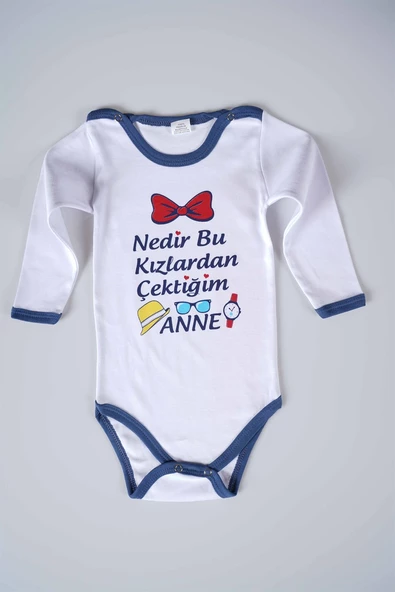 YENİ SEZON NEDİR BU KIZLARDAN ÇEKTİĞİM YAZILI BEBEK ÇOCUK UZUN KOL PAMUK BADY ZIBIN - 5