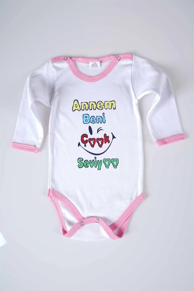 YENİ SEZON ANNEM BENİ ÇOK SEVİYO YAZILI BEBEK ÇOCUK UZUN KOL PAMUK BADY ZIBIN