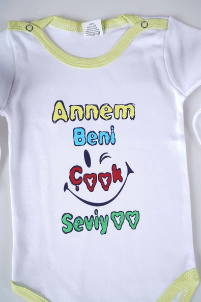 YENİ SEZON ANNEM BENİ ÇOK SEVİYO YAZILI BEBEK ÇOCUK UZUN KOL PAMUK BADY ZIBIN - 10