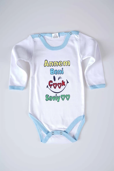 YENİ SEZON ANNEM BENİ ÇOK SEVİYO YAZILI BEBEK ÇOCUK UZUN KOL PAMUK BADY ZIBIN - 3