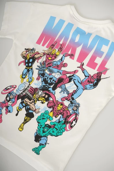 ERKEK ÇOCUK MARVEL BASKILI SIRT DETAYLI PAMUK ŞORTLU TAKIM - 5