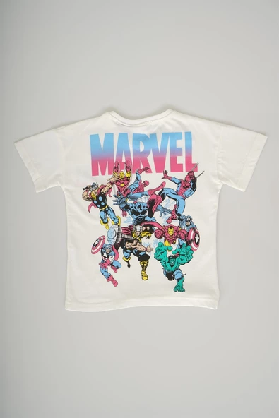 ERKEK ÇOCUK MARVEL BASKILI SIRT DETAYLI PAMUK ŞORTLU TAKIM - 4