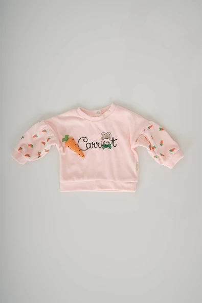 KIZ BEBEK CARROT FİGÜRLÜ BİSİKLET YAKA KADİFE TAKIM - 2