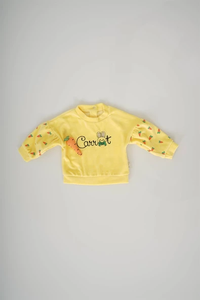 KIZ BEBEK CARROT FİGÜRLÜ BİSİKLET YAKA KADİFE TAKIM - 9