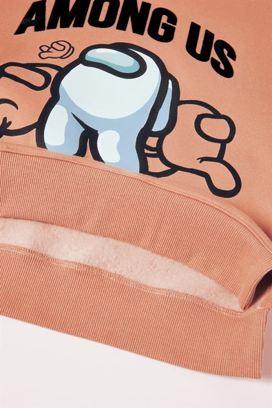 ERKEK ÇOCUK AMONG US BASKILI KAPŞONLU SWEATSHİRT - Resim 3