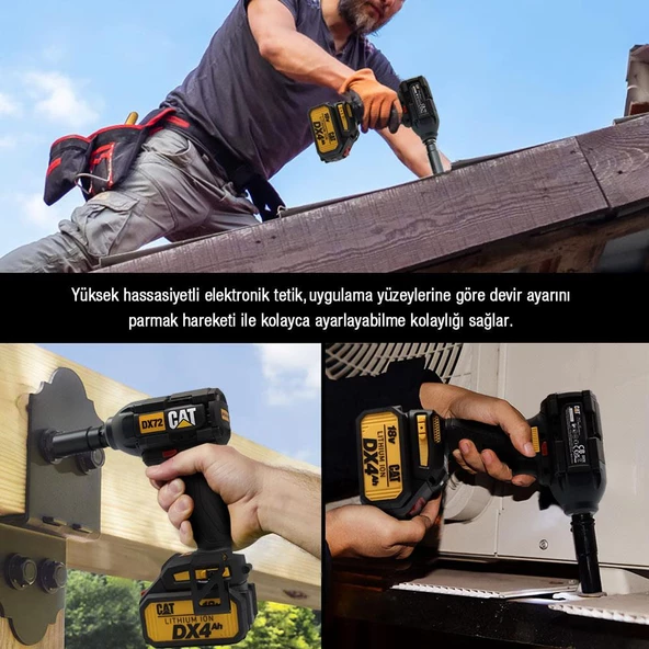 CAT DX72 18Volt/4.0Ah Li-ion Çift Akülü Şarjlı 350Nm Kömürsüz Profesyonel Somun Sıkma - 10