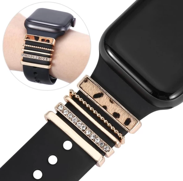 Apple Watch Uyumlu Saat Kordon Aksesuarı Charm Set Tüm Seri Kordonlara Uyumlu - 3
