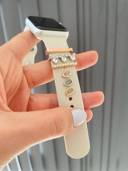 Apple Watch Uyumlu Saat Kordon Aksesuarı Charm Set Tüm Seri Kordonlara Uyumlu