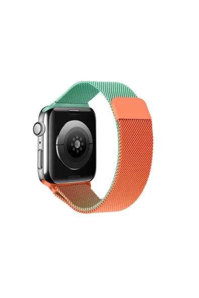 Apple Watch 7 41mm Uyumlu Mıknatıslı Metal Tel Örgü Işlemeli Kordon - 2