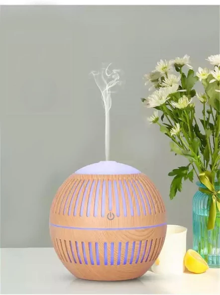 Hava Nemlendirici Buhar Makinası 7 Renk Led Işıklı Ahşap Görünüm 150 ML Aroma Difüzörü
