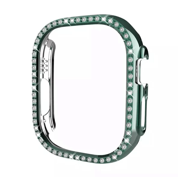 Apple Watch Ultra 49mm Kılıf Kasa Koruyucu Taşlı 360 Tam Koruma Kapak Gard - 6