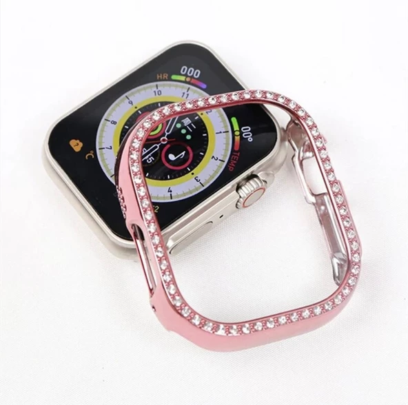 Apple Watch Ultra 49mm Kılıf Kasa Koruyucu Taşlı 360 Tam Koruma Kapak Gard - 11