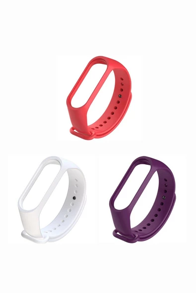 Xiaomi Mi Band 3-4 Silikon Kordon 3'lü Set Kırmızı Turuncu Sarı - 4