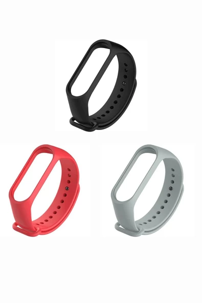 Xiaomi Mi Band 3-4 Silikon Kordon 3'lü Set Kırmızı Turuncu Sarı - 2