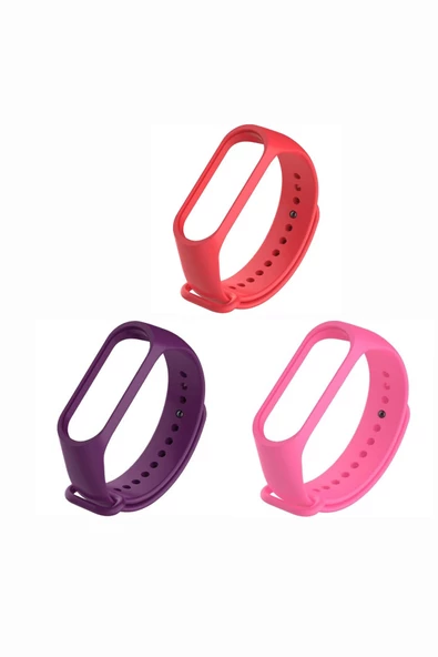 Xiaomi Mi Band 3-4 Silikon Kordon 3'lü Set Kırmızı Turuncu Sarı - 6