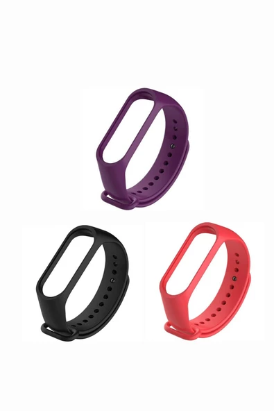 Xiaomi Mi Band 3-4 Silikon Kordon 3'lü Set Kırmızı Turuncu Sarı - 3