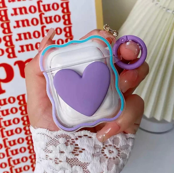 Airpods 3.Nesil Uyumlu Silikon Sevimli Kalpli Kılıf - 3