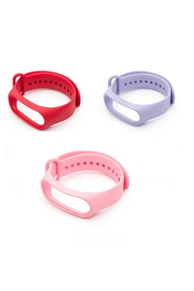 Xiaomi Mi Band 3-4 Silikon Kordon 3'lü Set Kırmızı Turuncu Sarı - 10