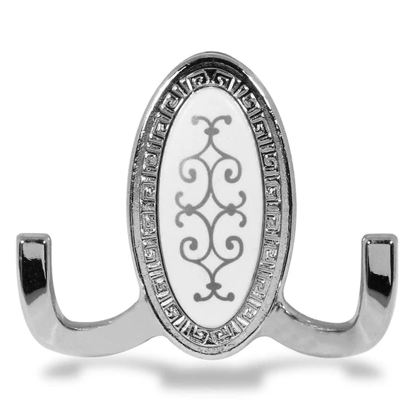 Seçil Vestiyer Duvar Askısı Dolap Elbise Askılığı Krom Desenli Metal Askı (4 ADET) - 4