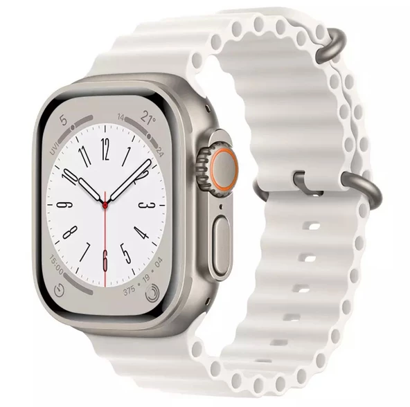 Apple Watch Kordon 3 4 5 6 7 8 SE Ultra Serisi 42 Mm/44 Mm/45Mm/46MM/ 49Mm Uyumlu Ocean Silikon Spor Kayış - 10