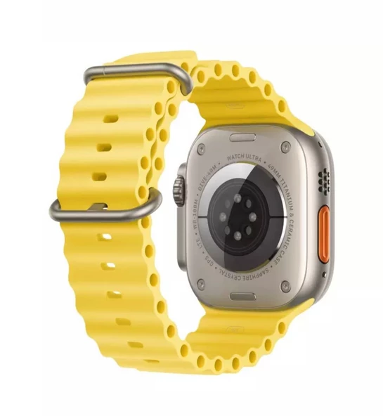 Apple Watch Kordon 3 4 5 6 7 8 SE Ultra Serisi 42 Mm/44 Mm/45Mm/46MM/ 49Mm Uyumlu Ocean Silikon Spor Kayış - 3
