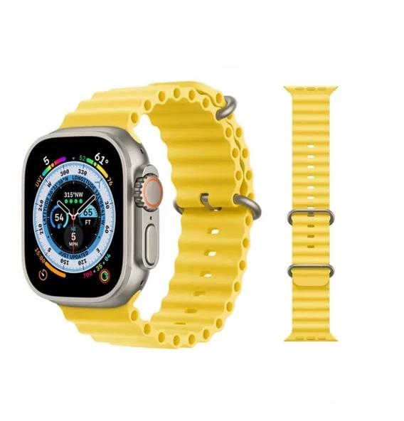 Apple Watch Kordon 3 4 5 6 7 8 SE Ultra Serisi 42 Mm/44 Mm/45Mm/46MM/ 49Mm Uyumlu Ocean Silikon Spor Kayış - 4
