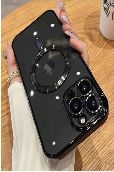iPhone 11 Pro Max Kılıf Magsafe Köşeleri Renkli Lüx Şeffaf Kamera Lens Korumalı - 4