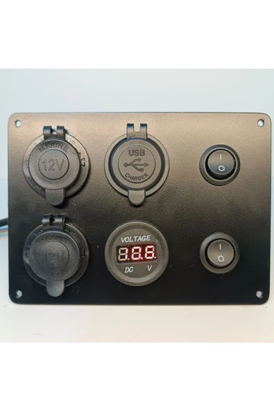 HT MARIN   Switch Panel 2'li Usb, Çift Çakmaklık, Voltmetre