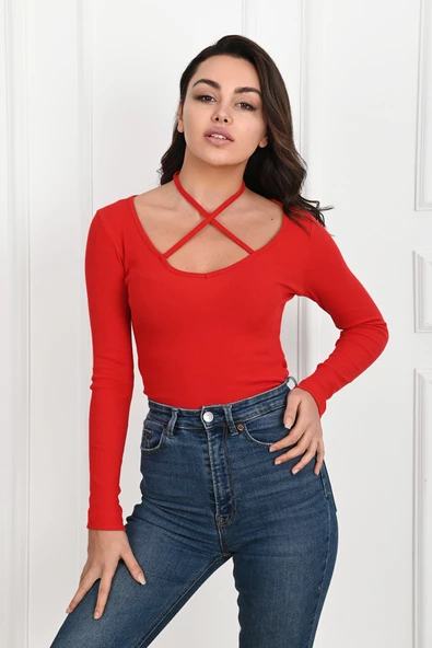 Kadın Boyun Askılı Bluz 1418-23 - 9