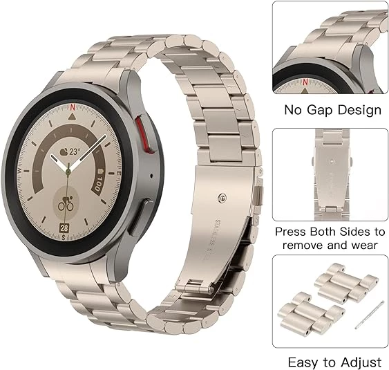 Samsung Galaxy Watch 4 5 6 7 FE 40 44 Classic 42 43 46 47 mm Kordon 1-1 Uyumlu Klipsli Metal Kordon 04 - 12