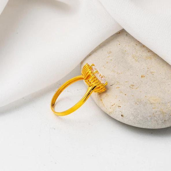 22 Ayar Sarı Altın Baget Yüzük - Resim 5