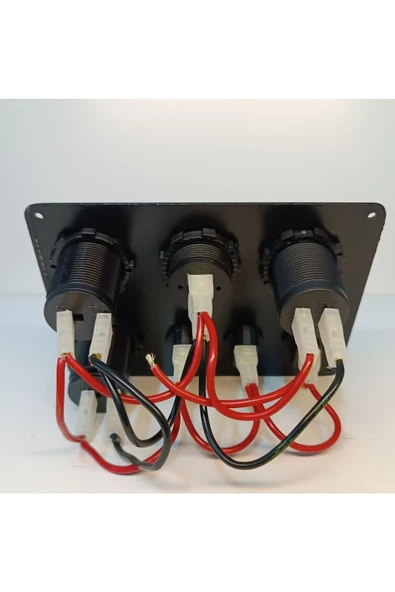 HT MARIN   Switch Panel 3'lü Usb, Çift Çakmaklık, Voltmetre - 4