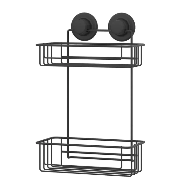 TEKNOTEL DELME VİDA MATKAP YOK! VAKUMLU İKİ KATLI BANYO RAFI MAT SİYAH DM256 - 2