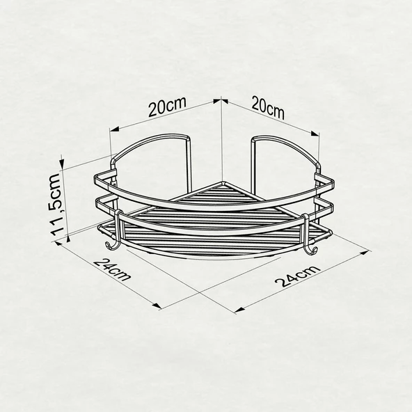 TEKNOTEL YAPIŞKANLI KANCALI 2 ADET BANYO KÖŞE RAFI SİLVER ST207H - 4