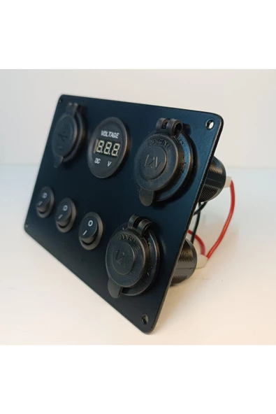 HT MARIN   Switch Panel 3'lü Usb, Çift Çakmaklık, Voltmetre - 2