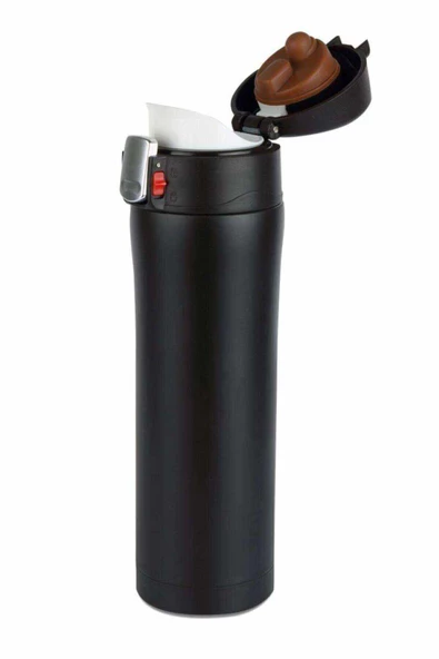 Kaliteli Çift Katman Paslanmaz Çelik 500 ml Termos Bardak Siyah - 8