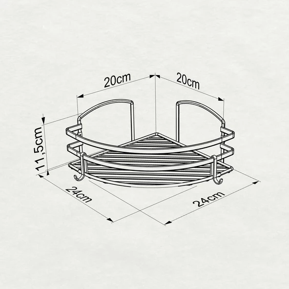 TEKNOTEL YAPIŞKANLI KANCALI BANYO KÖŞE RAFI MAT SİYAH ST107H - 5