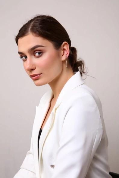 Kadın Gümüş Baston Şekilli küpe - 3