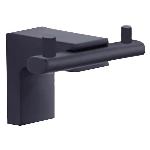Lizbon Banyo Tuvalet Havlu Askısı 2'li Metal Mat Siyah Askılık Askı - 2