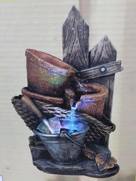 Ledli Vazo Görünümlü Dekoratif Şelale 38x21x18cm DW72104 - Masaüstü Şelale - 7