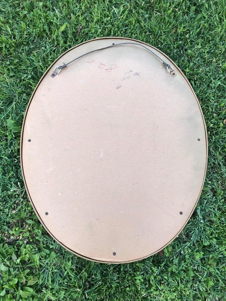 Vintage Plastik Çerçeveli Oval Ayna 78x62 cm - Dekoratif Ayna - 4