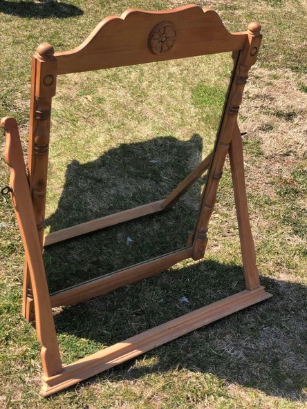 Vintage Oymalı Şifoniyer Aynası 74x102 cm - Dekoratif Standlı Ayna - 2