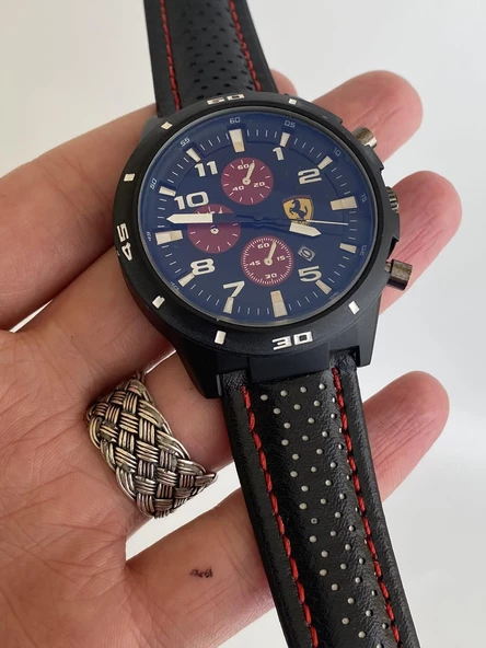 Ferrari 46mm Deri Kordon Erkek Kol Saati 001 (Muadil) - Resim 4