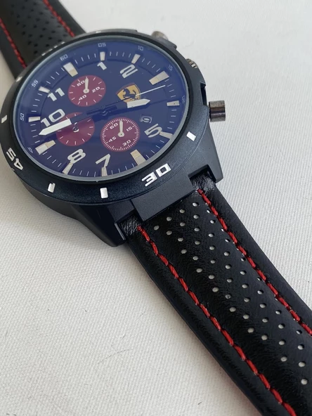 Ferrari 46mm Deri Kordon Erkek Kol Saati 001 (Muadil) - Resim 6