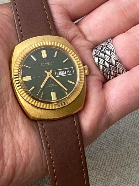 Bulova Caravelle N1 39 mm Deri Kordon Vintage Erkek Kol Saati 2. El - Resim 6