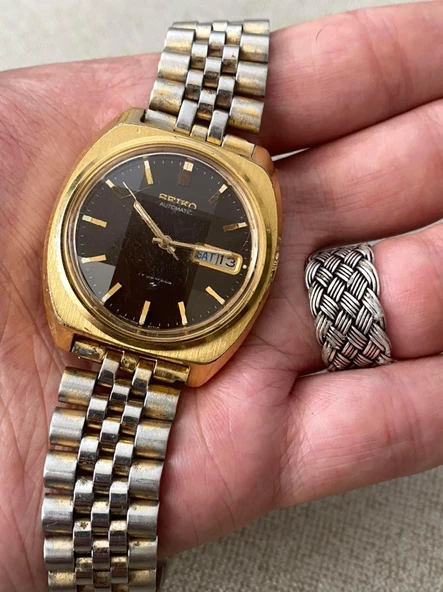 Seiko Classic 37 mm Çelik Kordon Vintage Erkek Kol Saati 2. El - Resim 4