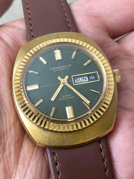 Bulova Caravelle N1 39 mm Deri Kordon Vintage Erkek Kol Saati 2. El - Resim 4