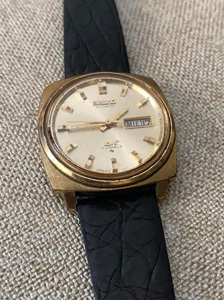 Seiko DX 36 mm Deri Kordon Vintage Erkek Kol Saati 6106-7129T 2. El - Resim 8