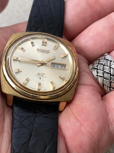 Seiko DX 36 mm Deri Kordon Vintage Erkek Kol Saati 6106-7129T 2. El - Resim 7